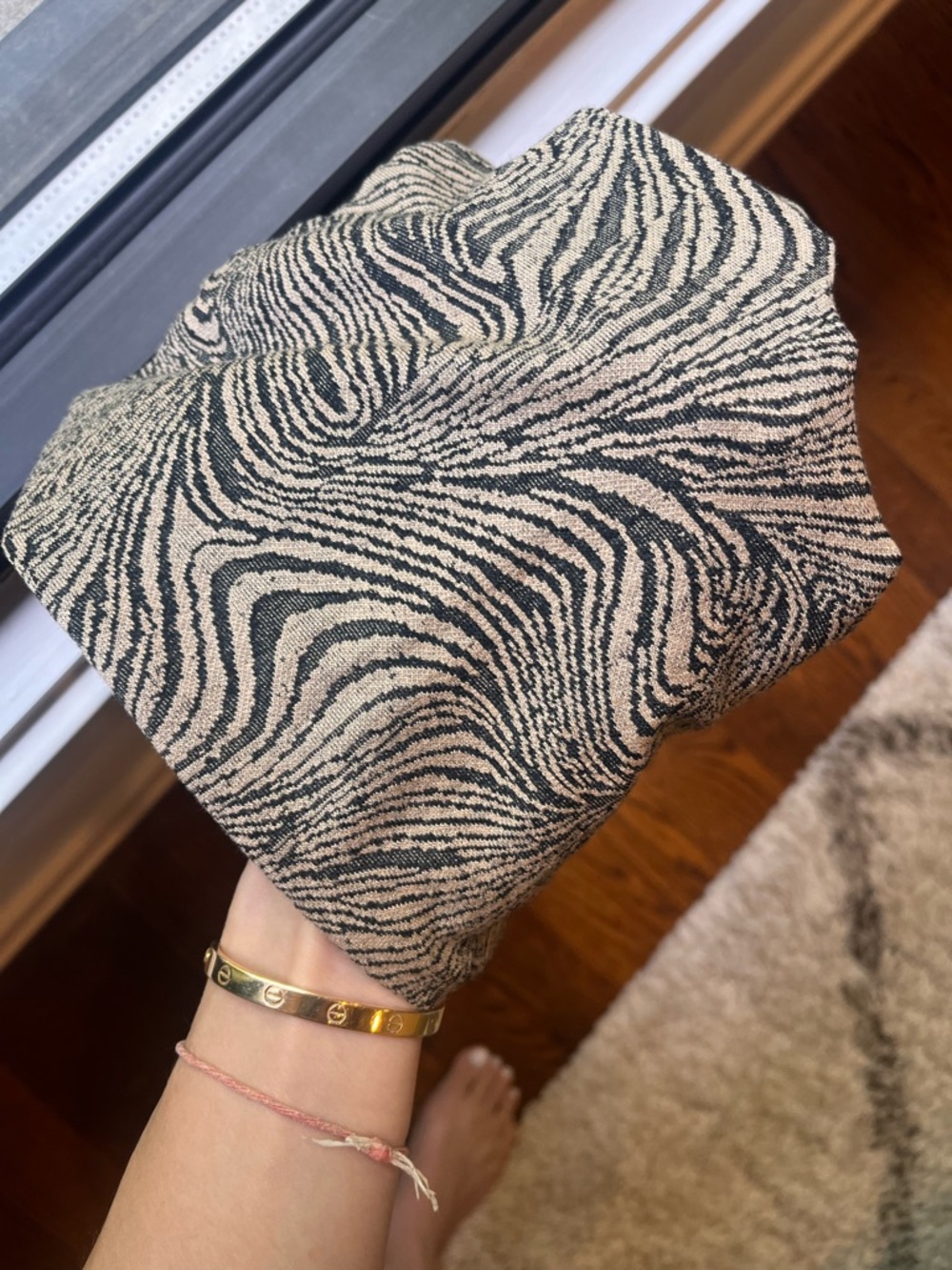 Zara co ord Brown & Black Zebra-Print flare pant and button up collared top - Picture 4 of 5
